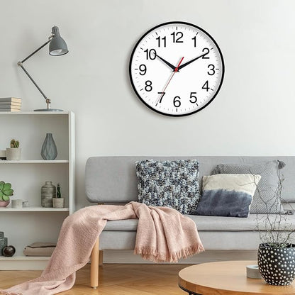 16 Inch Wall Clock Modern Battery Operated Silent Non Ticking Large Analog Clock for Living Room Office Home Bedroom Kitchen Bathroom(Black)