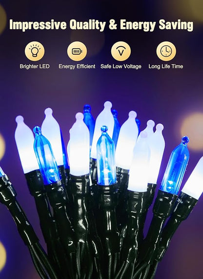 Battery Operated Christmas String Lights, 8ft 20 LED Mini Lights with Timer, Christmas Tree Lights for Indoor Outdoor Bedroom Wedding Party Holiday Xmas Decoration，Blue & White