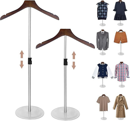 2 Pack Shirt Display Stand 35" Height Adjustable Shoulder Stand Shirt Rack, T Shirt Display Stand for Shops, Steaming Clothes Holder, Silver