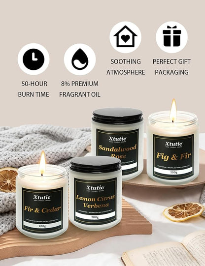 Scented Soy Candles Sets, 7oz in White Frosted Jar - 200-Hour Burn Time, Aromatherapy Candle for Home Decor, Cozy Gifts for Any Occasion,Ideal Gifts for Women