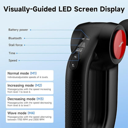 Deep Tissue Massage Gun with Heat, 12mm Amplitude Percussion Massager for Athletes & Muscle Relief, Professional Handheld Masssger Gun for Neck, Back, Shoulder, Leg, Gift for Men, Black