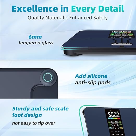 Lepulse No APP Body Fat Scale 500lb Smart Bathroom Scale with 5.44'' Large Backlit Display 8 Body Composition Analyzer, Most Accurate Digital Weight Scale for BMI Body Fat Muscle Mass