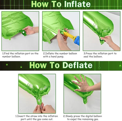 Green 2 Balloons, 40 Inch Giant Helium Foil Number 0-9 Green Birthday Balloon for Boys Girls, Self Inflating Digit 2 Balloons for Women Men Anniversary Jungle Football Party Decorations Supplies