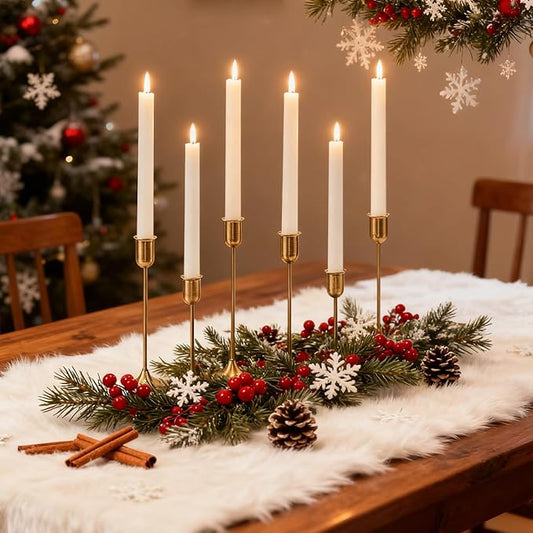 Candlestick Holders, Taper Candle Holders Set of 6, Vintage Gold Candle Sticks Holder Decor for Table Centerpiece, Fireplace Mantel, Weddings & Housewarming Décor with Gift Box