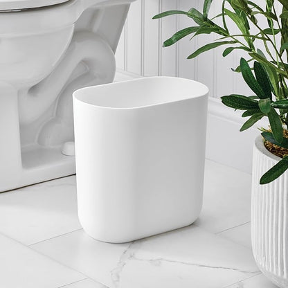 iDesign Small Slim Plastic Bathroom Trash Can, Garbage Can for Bedroom, Office, Desk, Dorm, 2-Pack, White