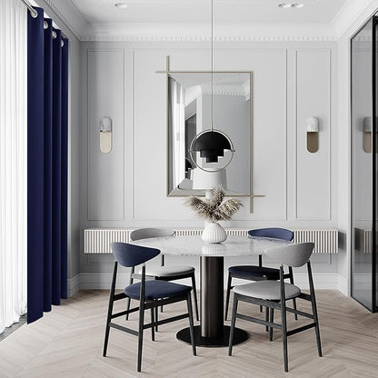 DWCN Blackout Curtains 63 Inch Length, Room Drakening Drapes for Bedroom, Solid Grommet Living Room Extra Wide Panels, Navy Blue, W70 x L63 Inch, 2PCS