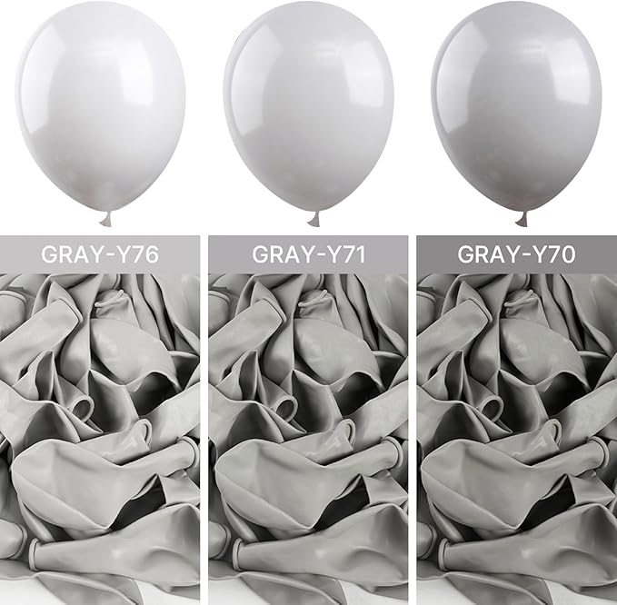 PartyWoo Gray Balloons, 50 pcs 12 Inch Matte Gray Balloons, Grey Balloons for Balloon Garland or Balloon Arch as Birthday Party Decorations, Wedding Decorations, Baby Shower Decorations, Gray-Y71
