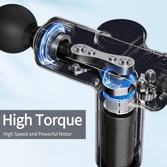 Massage Gun Deep Tissue,Small Travel Percussion Massage Gun with 4 Massage Heads 6 Speeds for Relieving Muscle Soreness for Office Gifts（Blue）