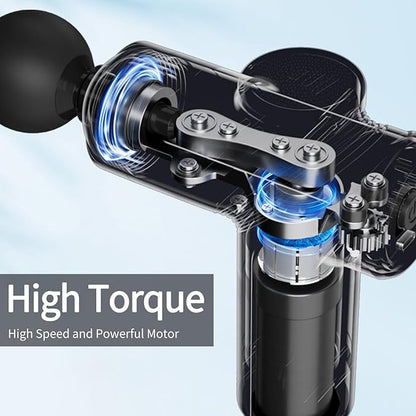 Massage Gun Deep Tissue,Small Travel Percussion Massage Gun with 4 Massage Heads 6 Speeds for Relieving Muscle Soreness for Office Gifts（Blue）