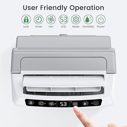 Waykar 2000 Sq. Ft Most Efficient Energy Star 2025 Dehumidifier for Home and Basement with Auto or Manual Drainage, Quiet 33dB Operation, 0.6 Gallon Water Tank Capacity