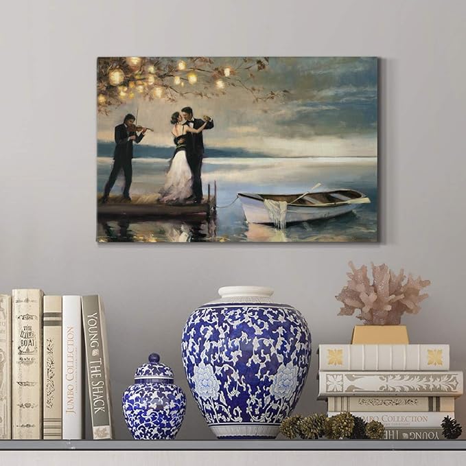 Wexford Home Home Decor Landscape Canvas Wall Art Abstract Floral Painting Modern Pictures Artwork Decoration for Living Room Kitchen Bathroom Office, Ready to Hang, twilight romance, 8x12