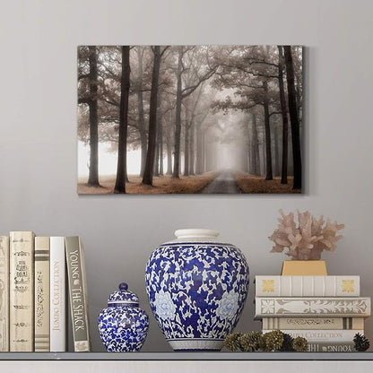 Wexford Home Decor Landscape Canvas Wall Art Abstract Floral Painting Modern Pictures Artwork Decoration for Living Room Kitchen Bathroom Office, Ready to Hang, misty road, 18x27
