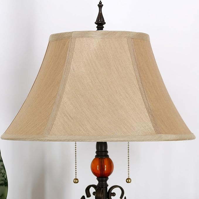 Farmhouse Mid-Century Yellow Fabric Floor Lamp with Metal Leaf Resin Base 70 Inch Height Decor for Office Bedroom Living Room