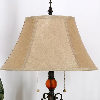 Farmhouse Mid-Century Yellow Fabric Floor Lamp with Metal Leaf Resin Base 70 Inch Height Decor for Office Bedroom Living Room