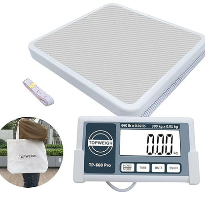 Medical Scale With Portable Carrying Bag, Larger Remote Display, 660lbs / 0.02lb, Floor Physician Scale, Longer Coiled Cord, Heavy Duty Digital for Body Weight, Measure in kg/oz/lb