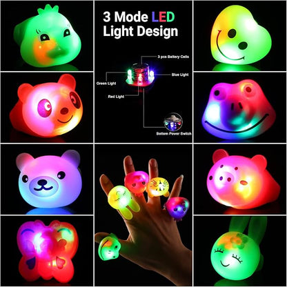 36 Pack Light Up Rings Glow in The Dark Party Supplies, Light up Party Favors, Goodie Bag Stuffers, Birthday Valentines Party Favors Classroom Prizes Cute Animal Treasure Box for Kids