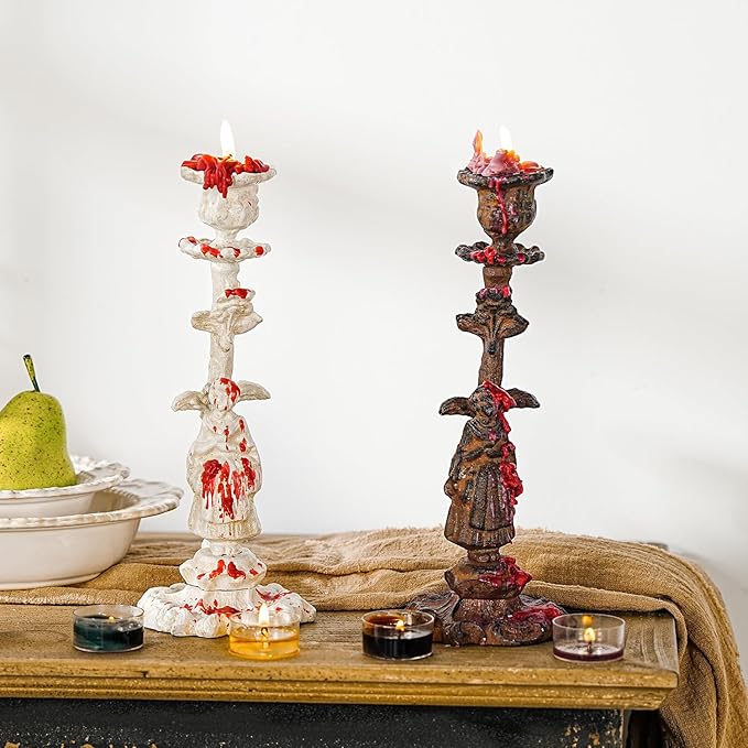 Sungmor Vintage Cast Iron Candle Holder, 10.2" Tall Rustic Noblewoman Figurine Candlestick - Decorative Taper Candle Stand for Home, Tabletop, Mantel Display - Gothic, Medieval, or Farmhouse Décor