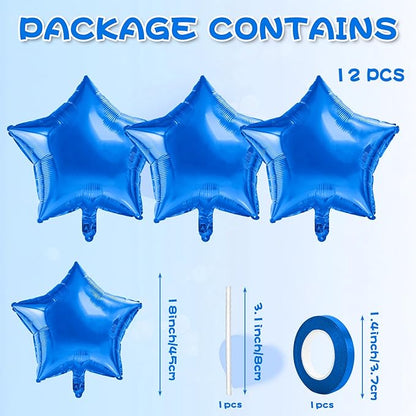 Blue Balloons Star Balloons Graduation Foil Balloon Mylar Helium Metallic 12pcs 18 Inch Arch Kit Blue Birthday Decorations Room Decor Party Decorations Baby Shower Anniversary Wedding Halloween