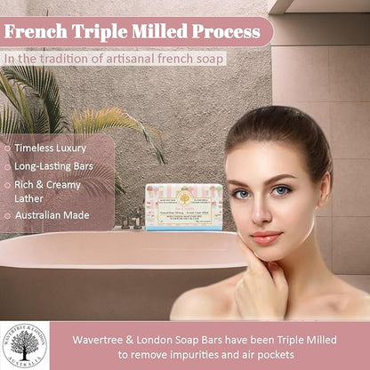 Wavertree & London Ice Cream Scented Natural Soap (8 Bars), 7oz Moisturizing French Triple Milled Soap Bars enriched with shea butter - Pure Plant Oil Bath & Body Bars for All Skin Types