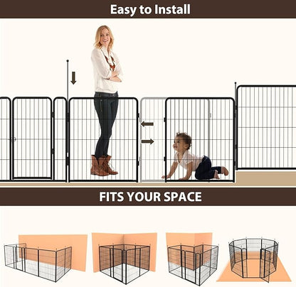mestyl Dog Play Pen Indoors, Heavy Duty Metal Puppy Playpen, Portable Dog Exercise Pen Temporary Pet Fence with 2 Gate, 40" Height 16 Panels Foldable Dog Kennel for Large/Medium/Small Dogs