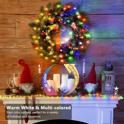 Battery Operated String Lights (2 Pack), 33ft 100 LED Warm White & Multicolor Fairy String Lights Battery Powered w/Remote & Timer for Indoor Outdoor Christmas Trees Decoration Bedroom Patio