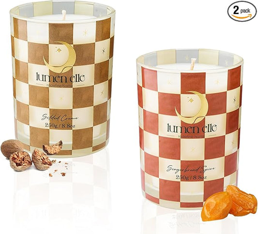 Winter Candle Gift Set for Women (2-Pack) - Gourmand, Fruity & Sweet Scented Soy Wax Candles, Clean Burning, Eco-Friendly, Cozy Home Decor Gift (8.8 oz Each) (Joyride Set No. 07)