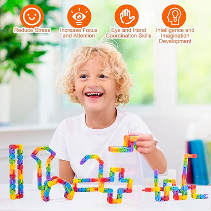 30pcs Rainbow Party Favors , Bulk Wacky Track Fidgets Toys Snap and Click ,Goodie Bag ,Prizes,Back to School Birthday Students Classroom Fidgets Stocking Stuffers Gift for Kid Teen