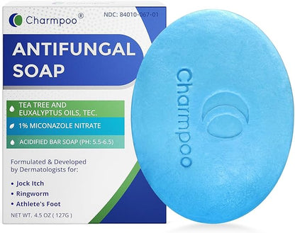 Antifungal Soap Bar for Itchy Skin: Helps Relieve Athletes Foot & Fungal Discomfort – Moisturizing pH-Balanced Gentle on Sensitive Skin for Body & Feet - 4.5 oz