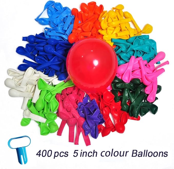 400 Pack Rainbow Balloons - 5 Inch Assorted Colors Mini Latex Helium Balloons Bulk (12 Kinds)