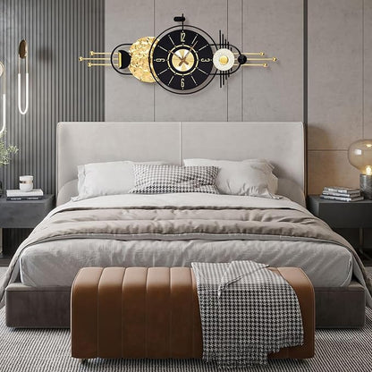 47x19 Inches Large Modern Decorative Wall Clock, Abstract Non-Ticking Battery Operated Analog Clocks for Living Room, Bedroom, Home & Office - Easy to Read