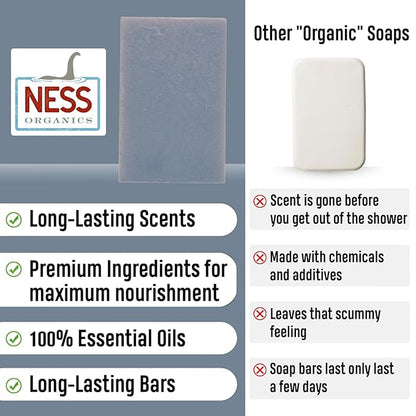 Ness Mens Soap Bar - Waves Scent - Natural Soap For Men - Mens Bar Soap With Organic Ingredients & Essential Oils - Moisturizing Bar Soap - Handmade In The USA, Cruelty Free, Vegan - 3 Pack