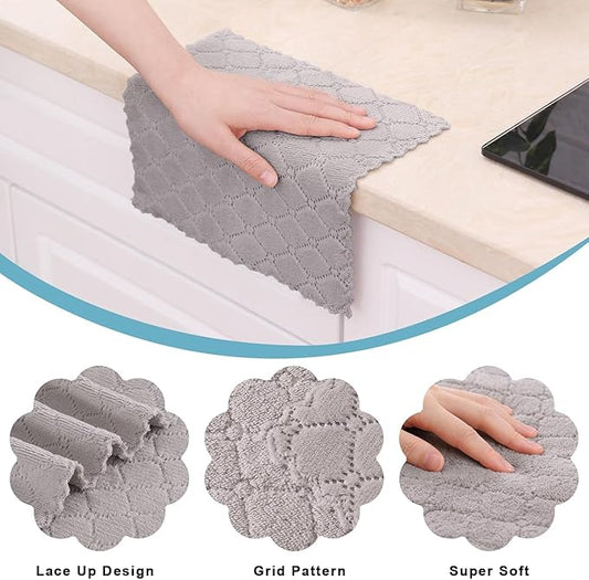 Homaxy 12 Pack Kitchen Dish Cloths (10 x 10 Inches, Multi Color), Super Soft and Absorbent Coral Velvet Dish Towels, Nonstick Oil Fast Drying Microfiber Cleaning Cloth, No Lint Household Dishcloths