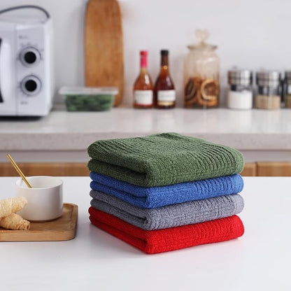 Glynniss Dish Towels for Kitchen, Absorbent Cotton Kitchen Towels for Drying Dishes, Terry Tea Towels for Cleaning Set of 3 (Blue, 16x26)