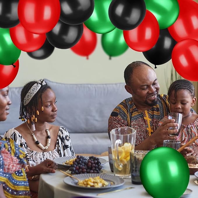 TecUnite 100 Pieces Red Black and Green Balloons 13 Inch Latex Balloons for Juneteenth Day Kwanzaa Black History Month African American Festival Holiday Celebration Party Decoration