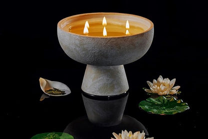 Blueme Balance Candle | White Lotus & Tea | 6 Wick - Refillable Wellness Candle with Essential Oils, Hand Finished & Poured Soy Wax Blend Ceramic Vessel, Natural Cotton Wicks | Giant 45 oz