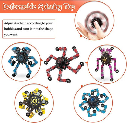 30pcs Random Fidget Spinners,DIY Deformable Robot Fingertip Toys,Decompression Spinner,Deformable Creative Mechanical Gyro Toys,Stress Relief Mechanical Chain Toy for Kids Adults，Party Supplies