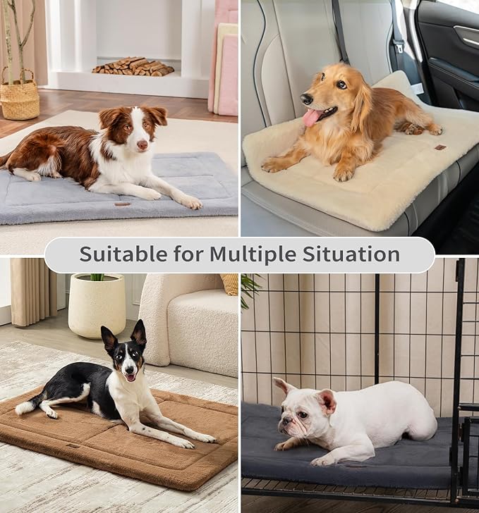Made4Pets Dog Crate Pad Bed for Medium Large Dogs, Washable & Reversible, Anti-Slip Kennel Mat for Cozy Sleeping, Soft Fluffy Dog Bed for Indoor & Outdoor Use, 35"x23", Dark Gray