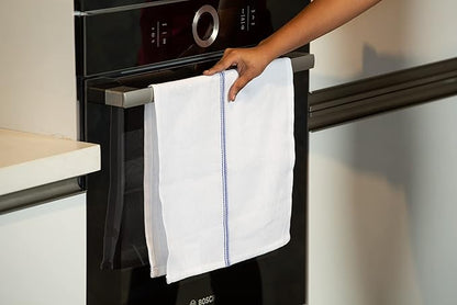 LANE LINEN Kitchen Towels, 6 Pack 14"x25" Dish Drying Towels, 100% Cotton Tea Towel with Hanging Loop, Reusable Napkin, Durable After Multiple Washes, Soft & Absorbent - Blue Stripe