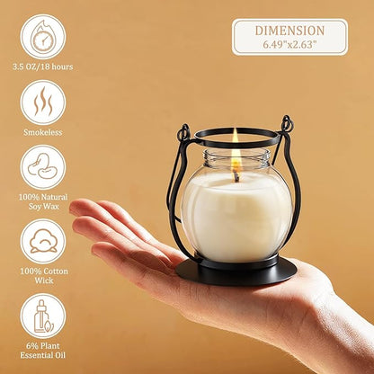 Scented Candles Gift Set - 3 Pack Candles for Home Scented Retro Lantern, Fall Candle Set perfect for Women, Birthday, Yoga, Weddings, Christmas, Soy Wax Candle Blush Sands/Lilac Blossoms/Balsam Cedar