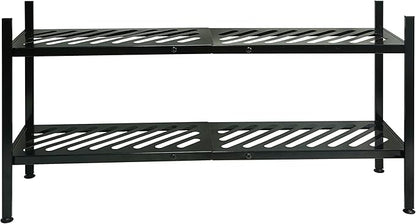 Shoe Rack - Metal Shoe Organizer 2 Tier Shoes Shelf Storage, 35 Inches Stackable Long Show Stand Holder for Closet, Entryway, Garage, Floor, Door Entrance, Black