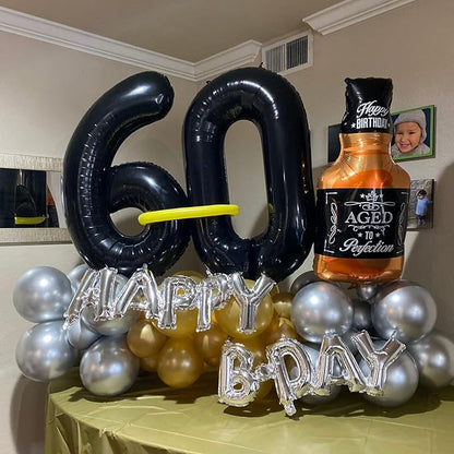 Black Number 0 Balloon for Girls Boys, 40 Inch Large Number 0-9 Foil Mylar Helium Digital Balloons Set for Women Men Birthday Graduation Anniversary New Year Eve Party Decorations Celebration Supplies
