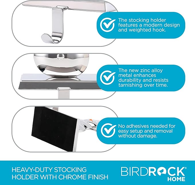 BIRDROCK HOME Snowman Stocking Holder for Mantel - Christmas Mantle Decorations - Holiday Fireplace - Decorative Metal Hanger for Stockings - Home Décor Holder Stand