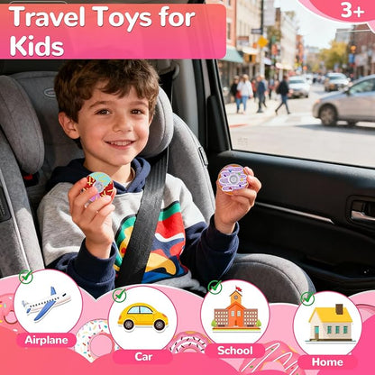 SCIONE 52 Pcs Donut Fidget Spinners Party Favors for Kids, Bulk Small Fidget Toys for Kids Classroom Prizes, Miniature Stress Relief Toy Birthday Goodie Bag Fillers Treasure Box Gifts