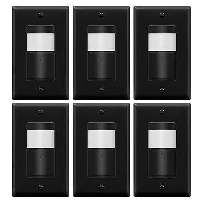 TOPGREENER PIR Motion Sensor Light Switch, Occupancy & Vacancy Motion Sensor Switch, 𝐎𝐩𝐞𝐫𝐚𝐛𝐥𝐞 𝐖𝐢𝐭𝐡𝐨𝐮𝐭 𝐆𝐫𝐨𝐮𝐧𝐝 𝐖𝐢𝐫𝐞, No Neutral Wire, TDOS5-HL-BK-6PCS, Black