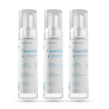 Well Before Guardelle, Alcohol-Free Foaming Hand Sanitizer - 97% Water, Non-Sticky Micro-Foam, 7 fl oz (Pack of 3)
