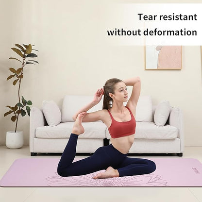 HAHE Yoga Mat Thick (8MM,1/3"), Eco-Friendly POE Non Slip Yoga Mat, High Rebound & Shock Absorption, Anti-Tear & Sweat-Resistant for Yoga, Fitness, Home, Workouts, Large Pilates Mats 72"x24" with Carrying Strap