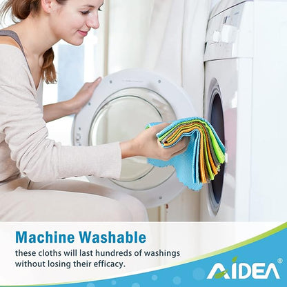 AIDEA Microfiber Glass Cleaning Cloth, 8PK, Premium Microfiber Glass and Window Cleaner, Lint Free Quickly Clean Windows, Glasses, Windshields, Mirrors, Stainless Steel, 12"x12"