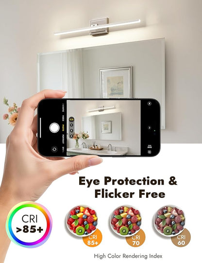 NIORSUN 31.5 Inch Modern Bathroom Light Fixture, 18W 5CCT Dimmable LED Chrome Bathroom Vanity Lights Over Mirror, Vanity Lights for Bathrooms Restroom Mirror- ETL Certified