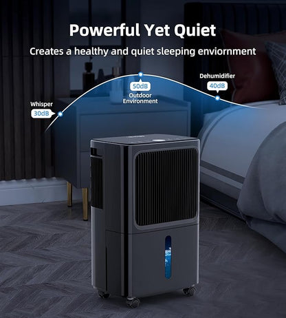 2500 Sq.Ft Dehumidifiers for Home with Drain Hose Max 34 Pints, VEAGASO Dehumidifier for Basement, Bathroom, Bedroom, Three Modes, Intelligent Humidity Control, Dry Clothes, 24HR Timer (BLACK)