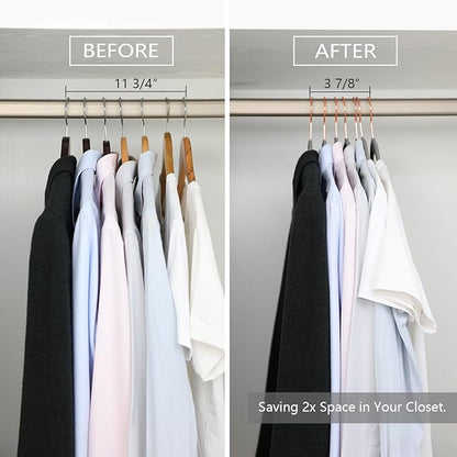 MIZGI Premium Velvet Hangers (30 Pack) Heavy Duty - Non Slip - Velvet Suit Hangers Gray - Copper/Rose Gold Hooks,Space Saving Clothes Hangers (Gray)